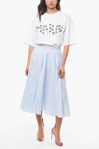 COLLECTION Pinstripe Cotton Midi Skirt