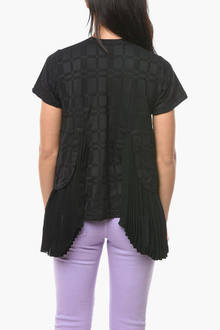 Accordion-edged Jacquard Cotton Blend T-Shirt