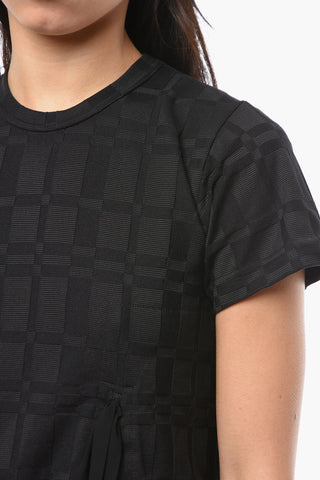Accordion-edged Jacquard Cotton Blend T-Shirt
