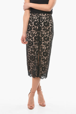 Lace Long Skirt with Petticoat and Front Vent