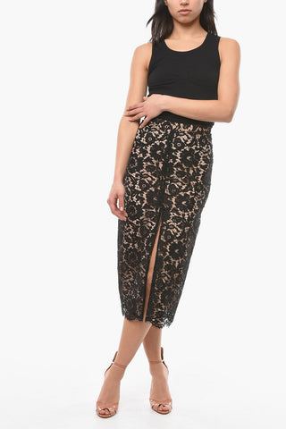 Lace Long Skirt with Petticoat and Front Vent