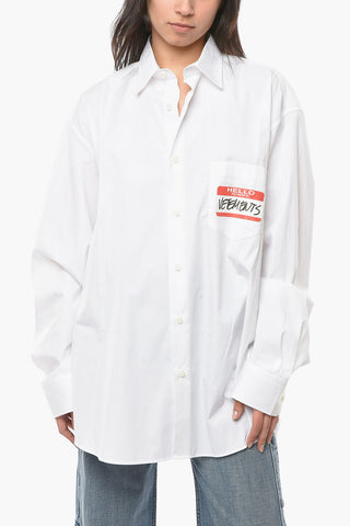 UNISEX Cotton-poplin Shirt with HELLO MY NAME IS VETEMENTS Print