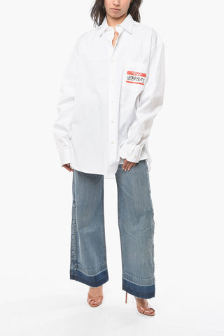 UNISEX Cotton-poplin Shirt with HELLO MY NAME IS VETEMENTS Print