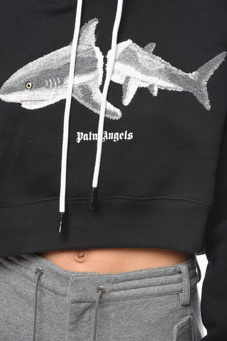 Ivory Cotton Hoodie Sweatshirt with SHARK Application