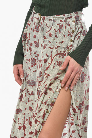 Gonna ARIANA Asimmetrica in Seta con Stampa Floreale e Cintura