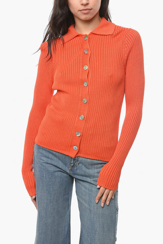 Ribbed Viscose Cardigan