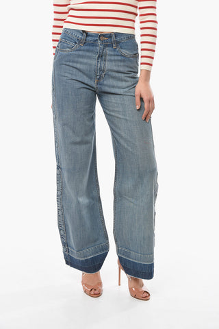 Jeans Wide Leg con Dettaglio Bottoni Laterali