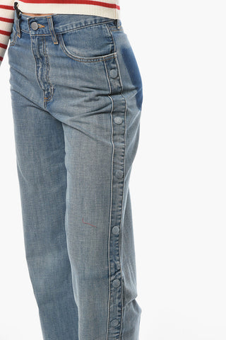 Jeans Wide Leg con Dettaglio Bottoni Laterali