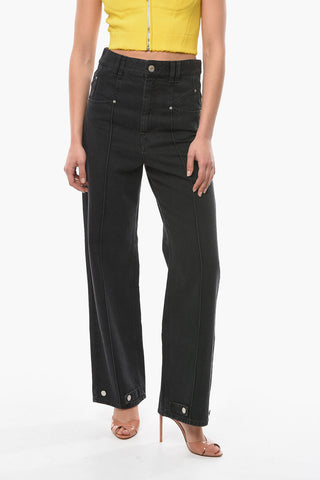 Wide Leg Jeans with Adjustable Ankle