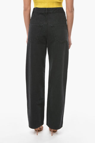 Wide Leg Jeans with Adjustable Ankle