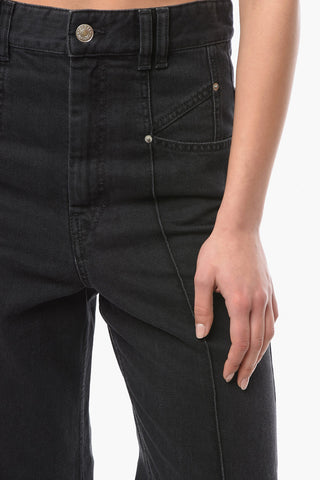 Wide Leg Jeans with Adjustable Ankle