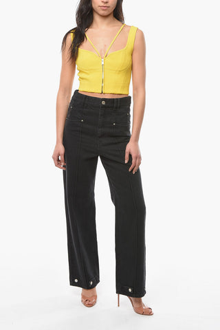 Wide Leg Jeans with Adjustable Ankle