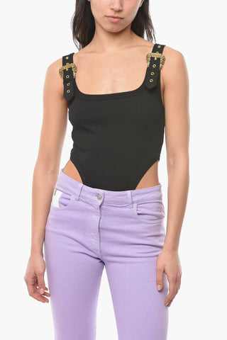 JEANS COUTURE Ribbed Body with Gold-tone Buckle Closure