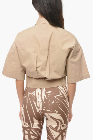 Cotton-poplin Short-sleeved Cropped Shirt
