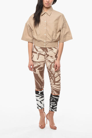 Cotton-poplin Short-sleeved Cropped Shirt