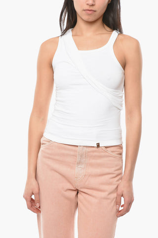 Tank Top with Gathered Detailing and Metal Plaque