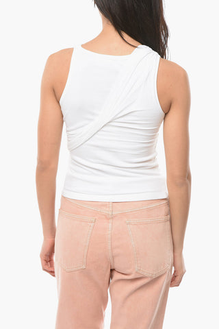 Tank Top with Gathered Detailing and Metal Plaque