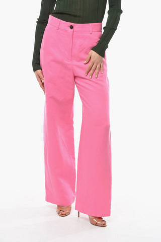 Linen-blend Palazzo Trousers with Medium Waist