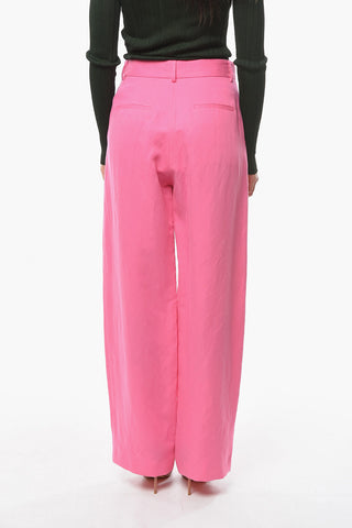 Linen-blend Palazzo Trousers with Medium Waist