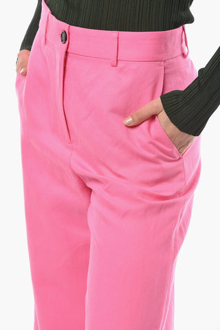 Linen-blend Palazzo Trousers with Medium Waist