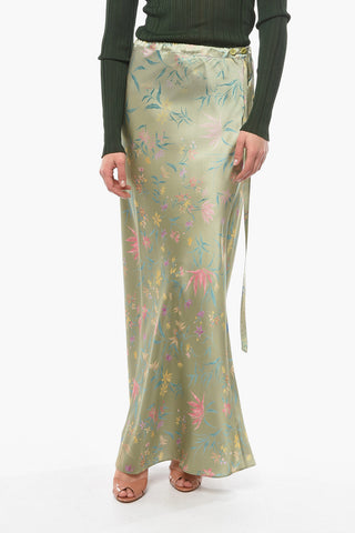 Silk Longuette with Floral Pattern and Elastic Waistband