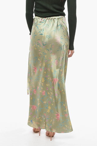 Silk Longuette with Floral Pattern and Elastic Waistband