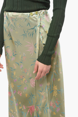 Silk Longuette with Floral Pattern and Elastic Waistband