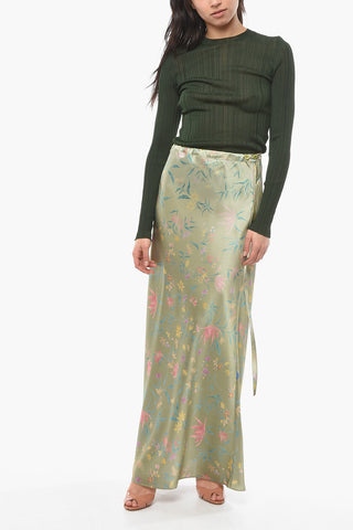 Silk Longuette with Floral Pattern and Elastic Waistband