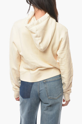 Ivory Cotton Hoodie Sweatshirt with TEDDY BEAR Application