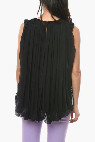 FOGACHINE Sleeveless BUBBLE Top with Silk-chiffon Drapery