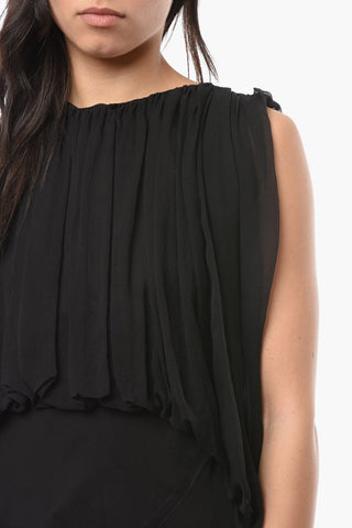 FOGACHINE Sleeveless BUBBLE Top with Silk-chiffon Drapery