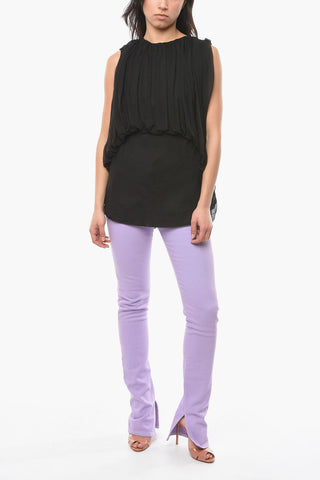 FOGACHINE Sleeveless BUBBLE Top with Silk-chiffon Drapery