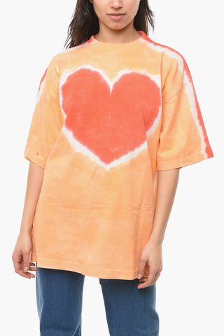 Oversized T-shirt with Tie-dye Print Heart