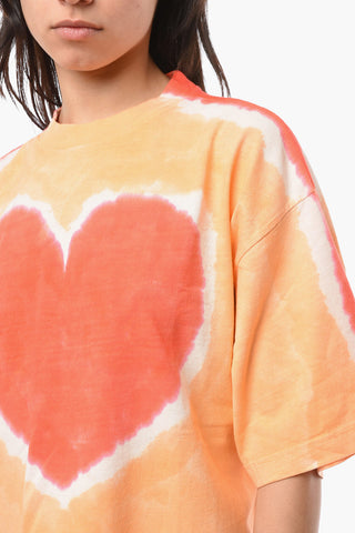 Oversized T-shirt with Tie-dye Print Heart