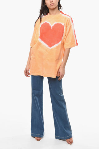 Oversized T-shirt with Tie-dye Print Heart