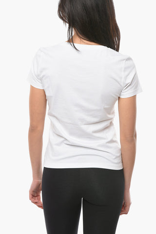 EMPORIO Crew-neck T-shirt with Rhinestone Application and Embossed Contrasting Logo
