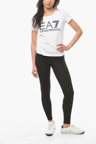 EMPORIO Crew-neck T-shirt with Rhinestone Application and Embossed Contrasting Logo