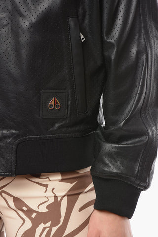 Openwork Leather Jacket TILDEN with Inner Pocket