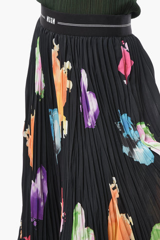Heart-printed Pleated Skirt with Logoed Waistband