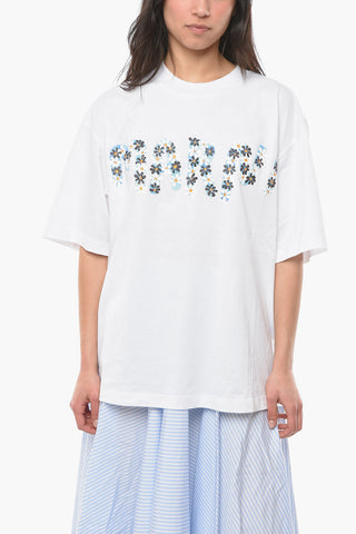 Crewneck T-shirt with Lettering Logo Print
