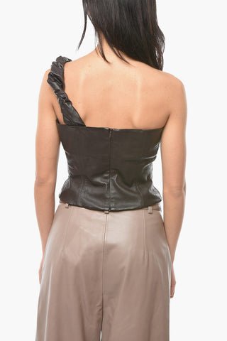 Leather COLMAR One-shoulder Cropped Top