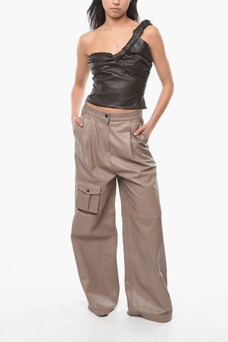 Leather COLMAR One-shoulder Cropped Top