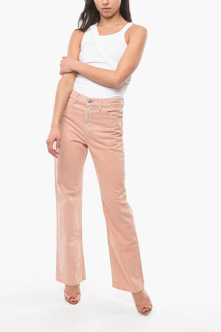 Jeans a Vita Alta 1977 con Gamba Svasata e Logo Patch 22cm