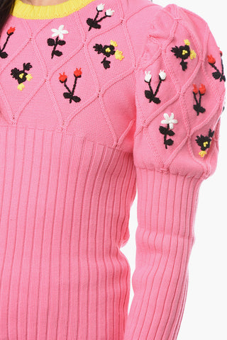 Floral Embroidered OMA 2.0 Sweather with Gigot Sleeves