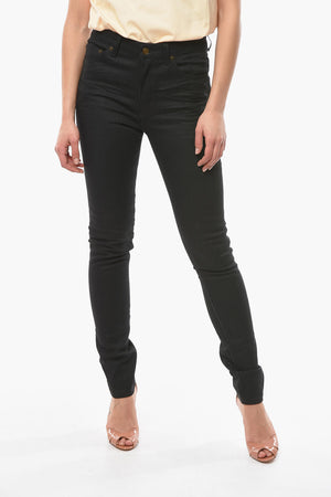 Stretch Cotton Skinny Denims with Pleats 14,5cm