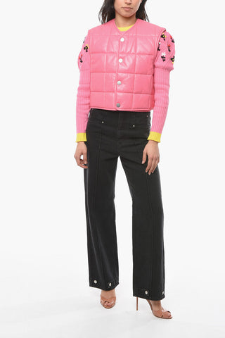 Shiny Soft-leather Quilted Vest