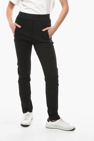 Viscose-blend Pleated Front Trousers with Logoed Waistband