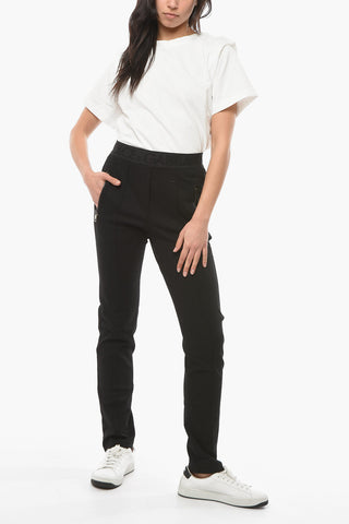 Viscose-blend Pleated Front Trousers with Logoed Waistband