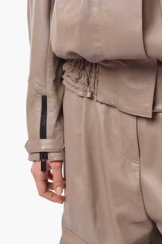 Oversized PAU Soft-leather Jacket with Smocked Panel