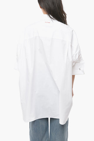 Camicia Con Logo Ricamato A Maniche Corte Con Risvolto	